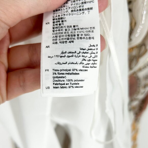 NWT Sandro Valldemossa Metallic Scarf Print Cutout Maxi Dress 36 - Picture 12 of 14